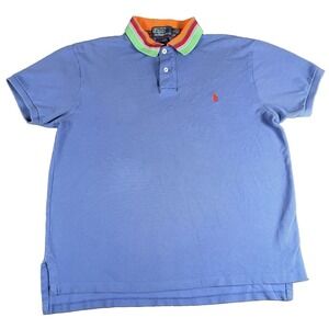 Polo By Ralph Lauren Polo Shirt Mens Large Blue Knit Pony Logo Short Sleeve